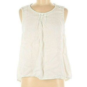 TERZO MILLENNIO White Linen Tailored Sleeveless Pullover Top Women's Size Medium
